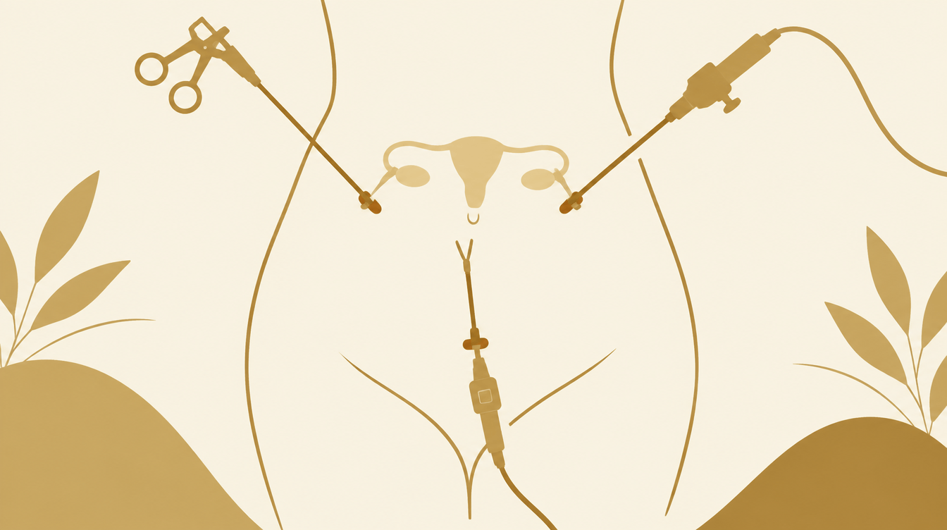 Ilustração de endometriose e laparoscopia