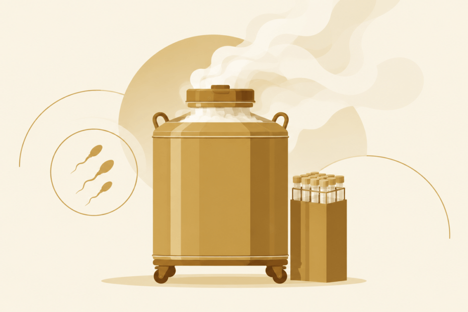 Ilustração de congelamento de sêmen